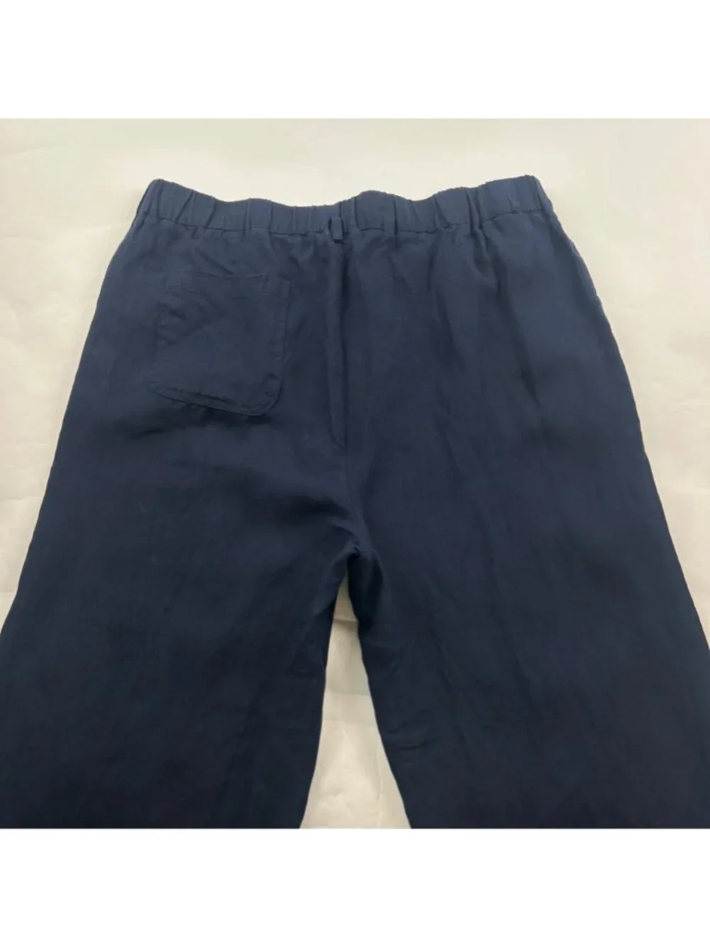 Quince Navy Blue LInen Wide Leg Cropped Pant L